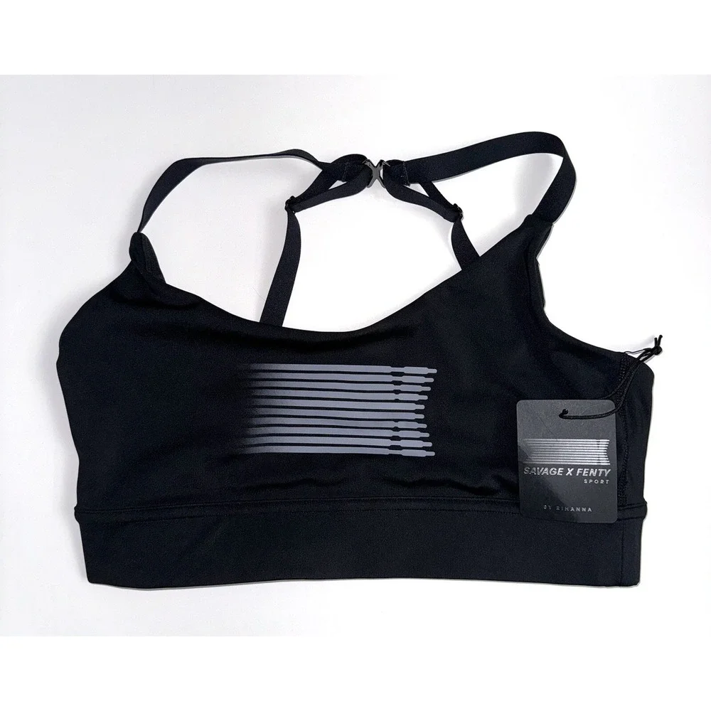 NWT Savage x Fenty Rihanna Black Sports Bra Gym Top Workout Women's XS X-Small